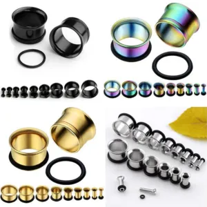 Ear Expander Body Piercing Jewelry 1 Pair Stainless Steel Single Flare Flesh Tunnel Ear Plugs Expander 2-14mm Ear Stretcher