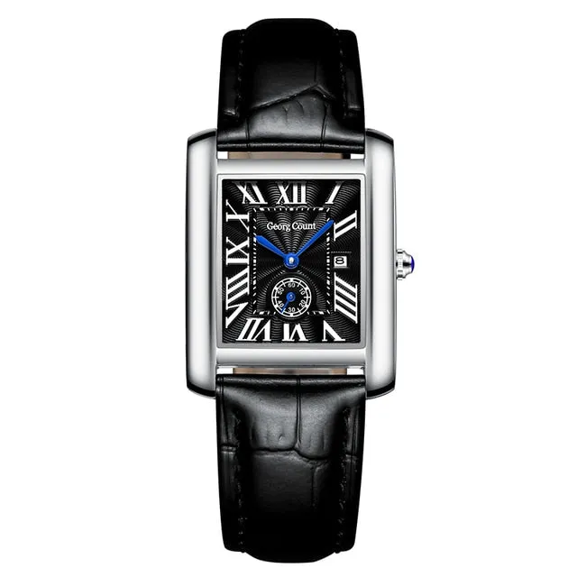Elegant Squar Retro Roman Numeral Scale Couple Watch