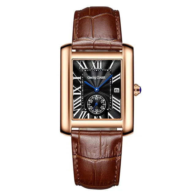 Elegant Squar Retro Roman Numeral Scale Couple Watch