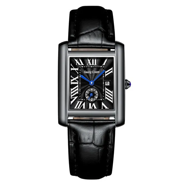 Elegant Squar Retro Roman Numeral Scale Couple Watch