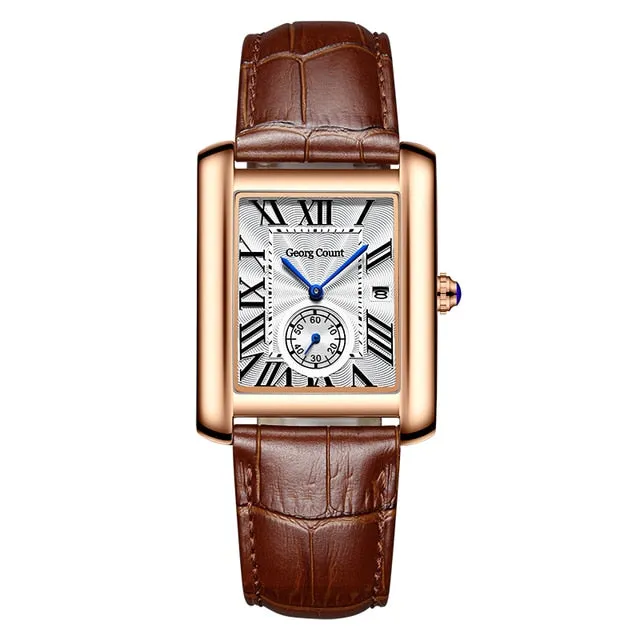 Elegant Squar Retro Roman Numeral Scale Couple Watch