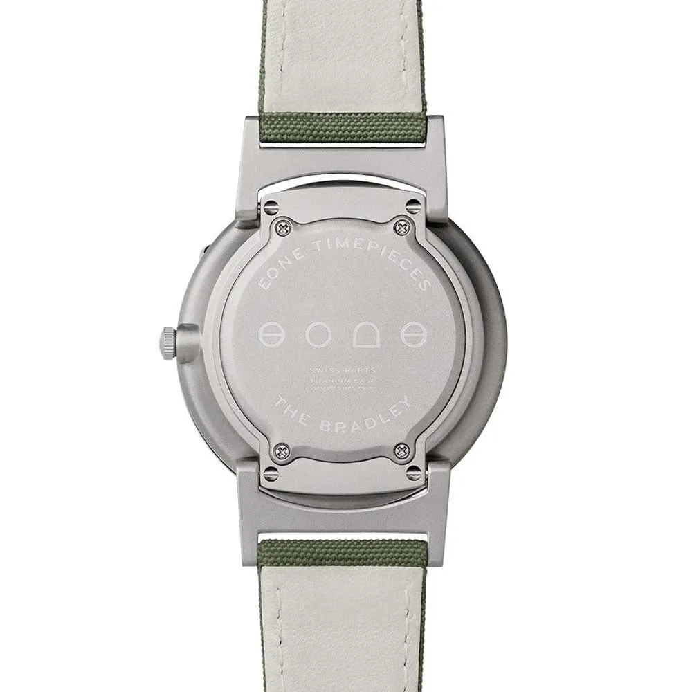 Eone Bradley Classic Mens Titanium Case Green Canvas Strap Silver Watch - BR-C-GREEN