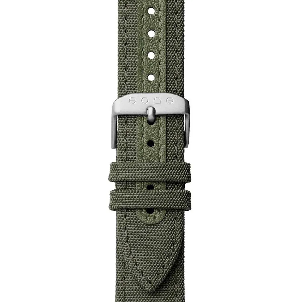 Eone Bradley Classic Mens Titanium Case Green Canvas Strap Silver Watch - BR-C-GREEN