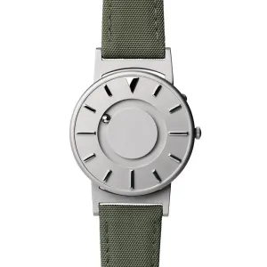 Eone Bradley Classic Mens Titanium Case Green Canvas Strap Silver Watch - BR-C-GREEN