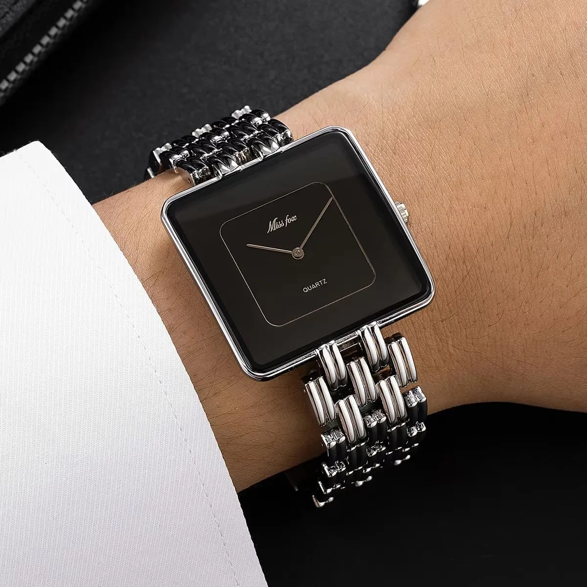 FANMIS Men's Classic Square Quartz Wrist Watch Minimalist Gold Watch Business Waterproof Watches Stylish Design with Classic Timekeeping