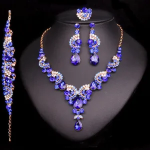Fashion Crystal Wedding Jewelry Sets For Bride Party Costume Accessories Bridal Decorations Necklace Earring Jewellery for Women
