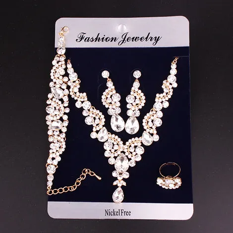 Fashion Crystal Wedding Jewelry Sets For Bride Party Costume Accessories Bridal Decorations Necklace Earring Jewellery for Women
