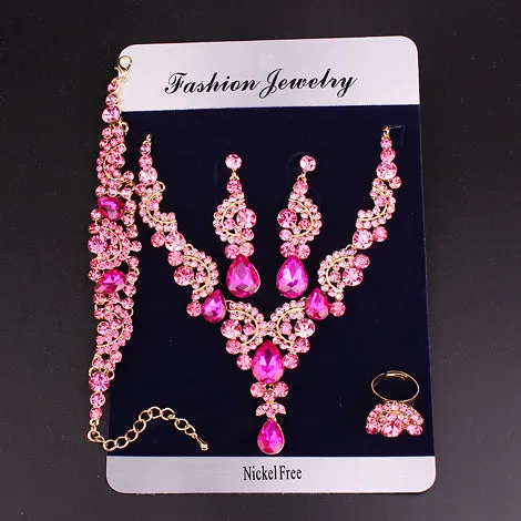 Fashion Crystal Wedding Jewelry Sets For Bride Party Costume Accessories Bridal Decorations Necklace Earring Jewellery for Women