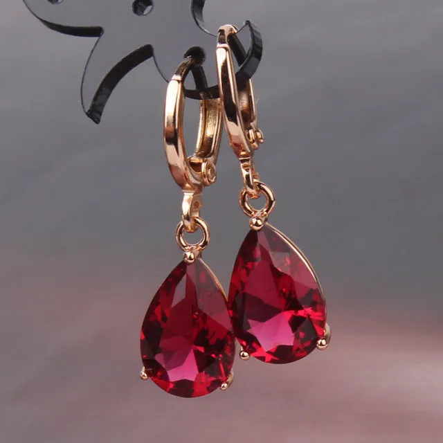Fashion Gold-color White Crystals Zircon CZ Drop Dangle Earrings for Women Fashion Luxury Long Dangle Earrings Jewelry E010