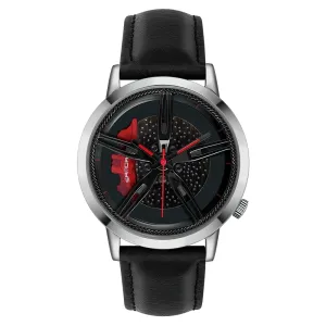 Fashion Watch Of Car Wheel Rotating Dial For Men / Waterproof Clock With PU Leather Strap