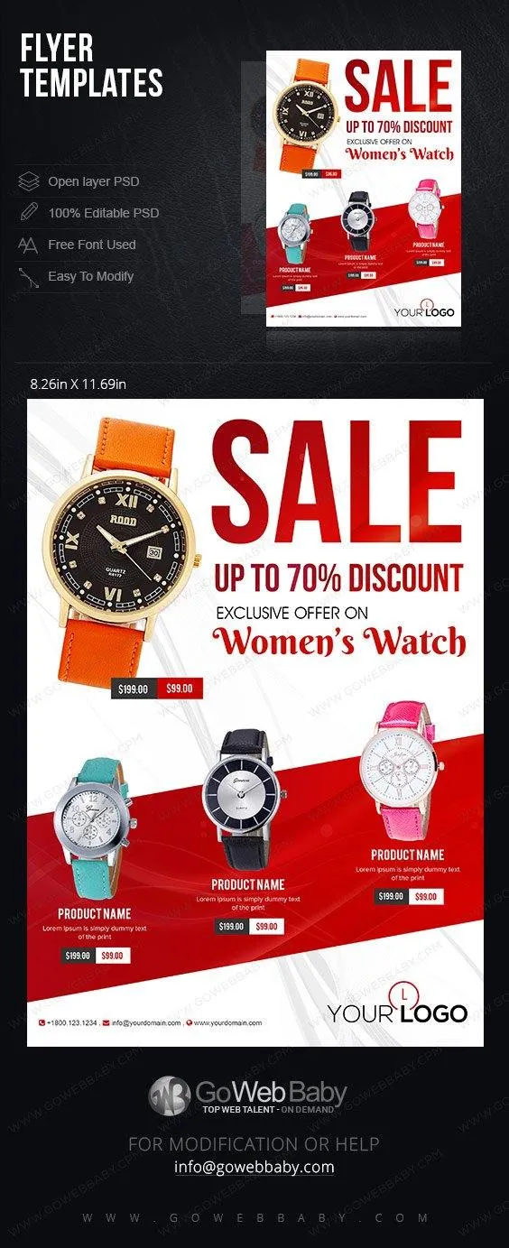 Flyer templates For Website Marketing - Watch Collection For Women