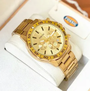 Fossil Bronson chronograph movement and Two tone golden metal strap.