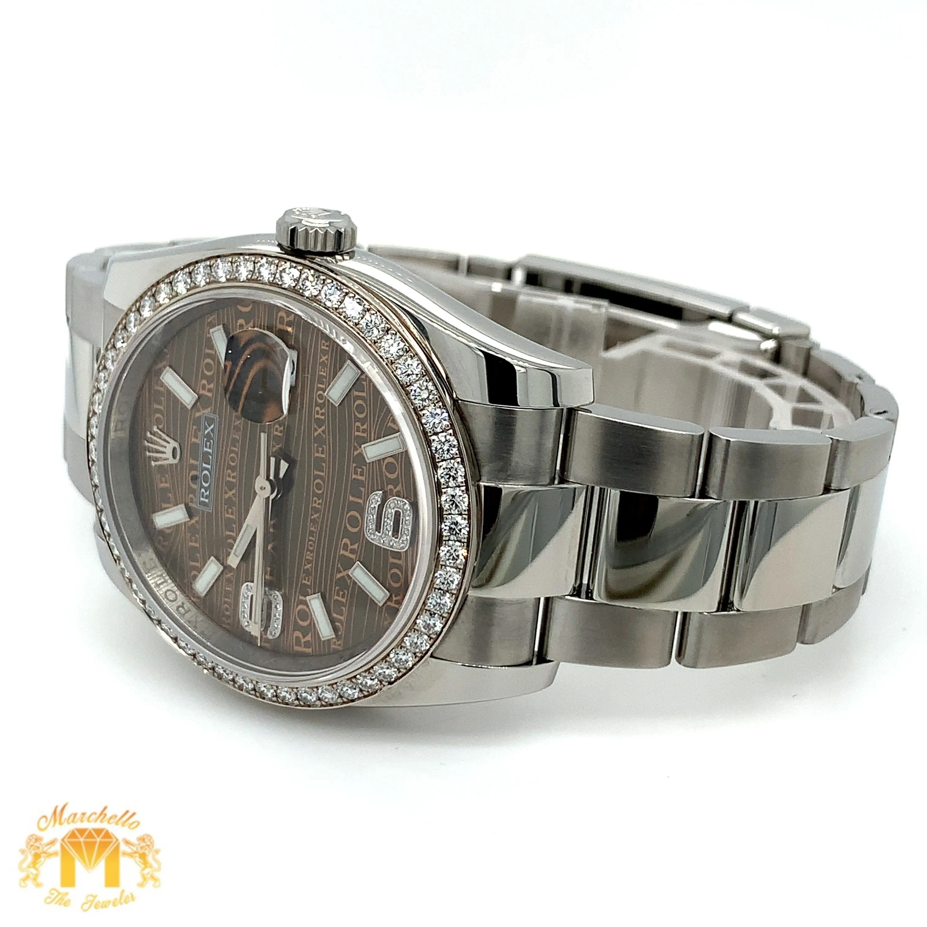 Full factory 36mm Diamond Rolex Watch with Stainless Steel Oyster Band