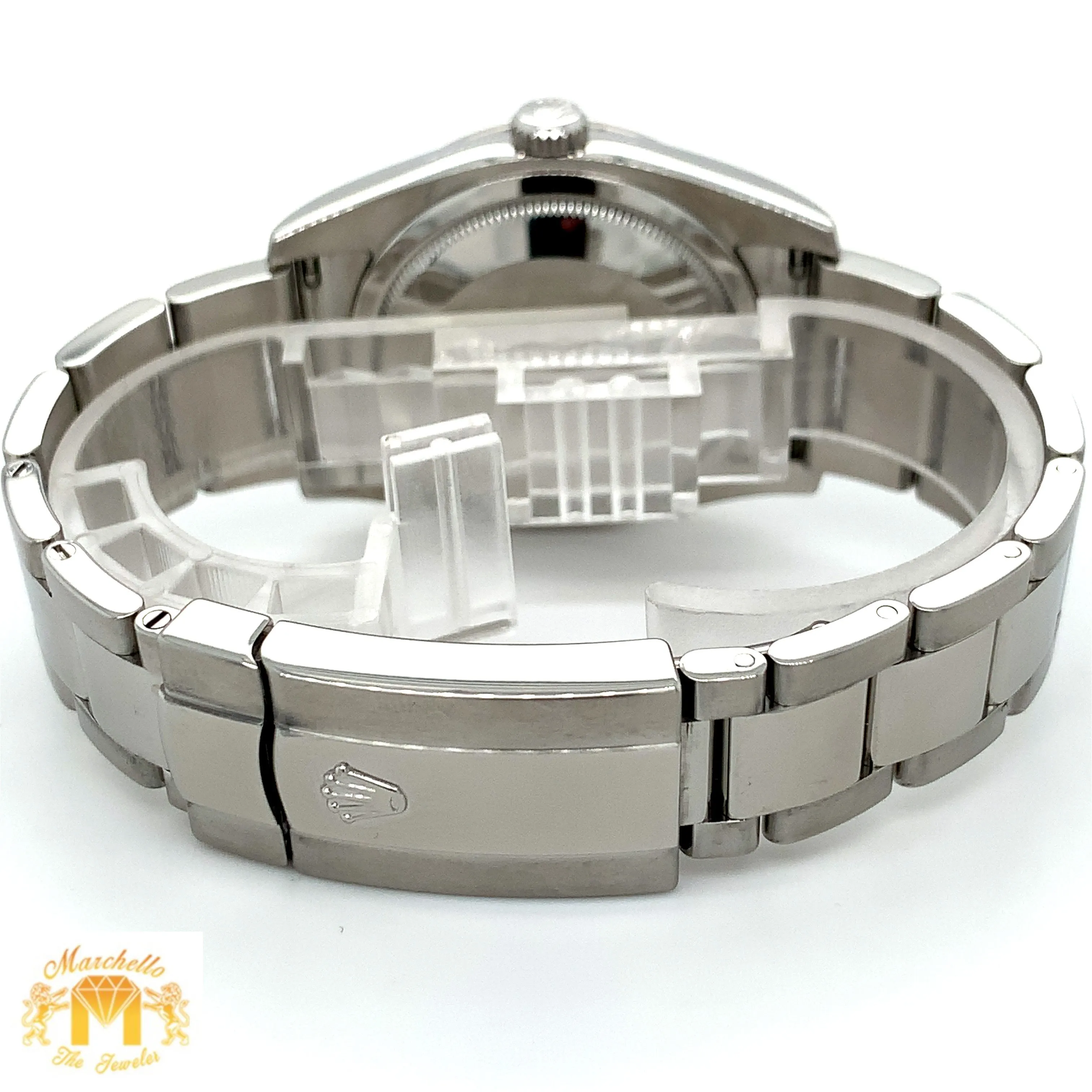 Full factory 36mm Diamond Rolex Watch with Stainless Steel Oyster Band