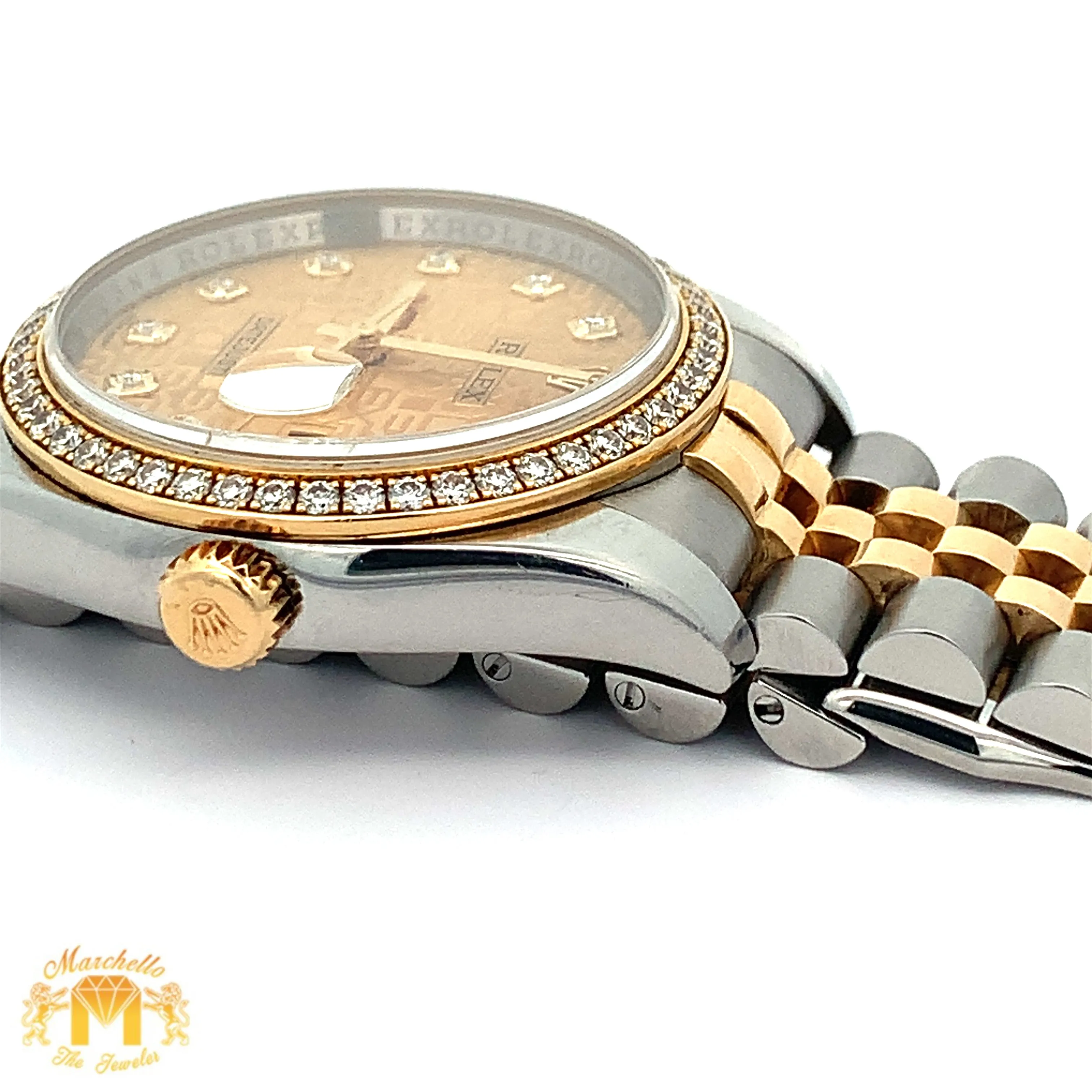 Full Factory 36mm Rolex Diamond Watch with Two-tone Jubilee Bracelet (champagne dial)