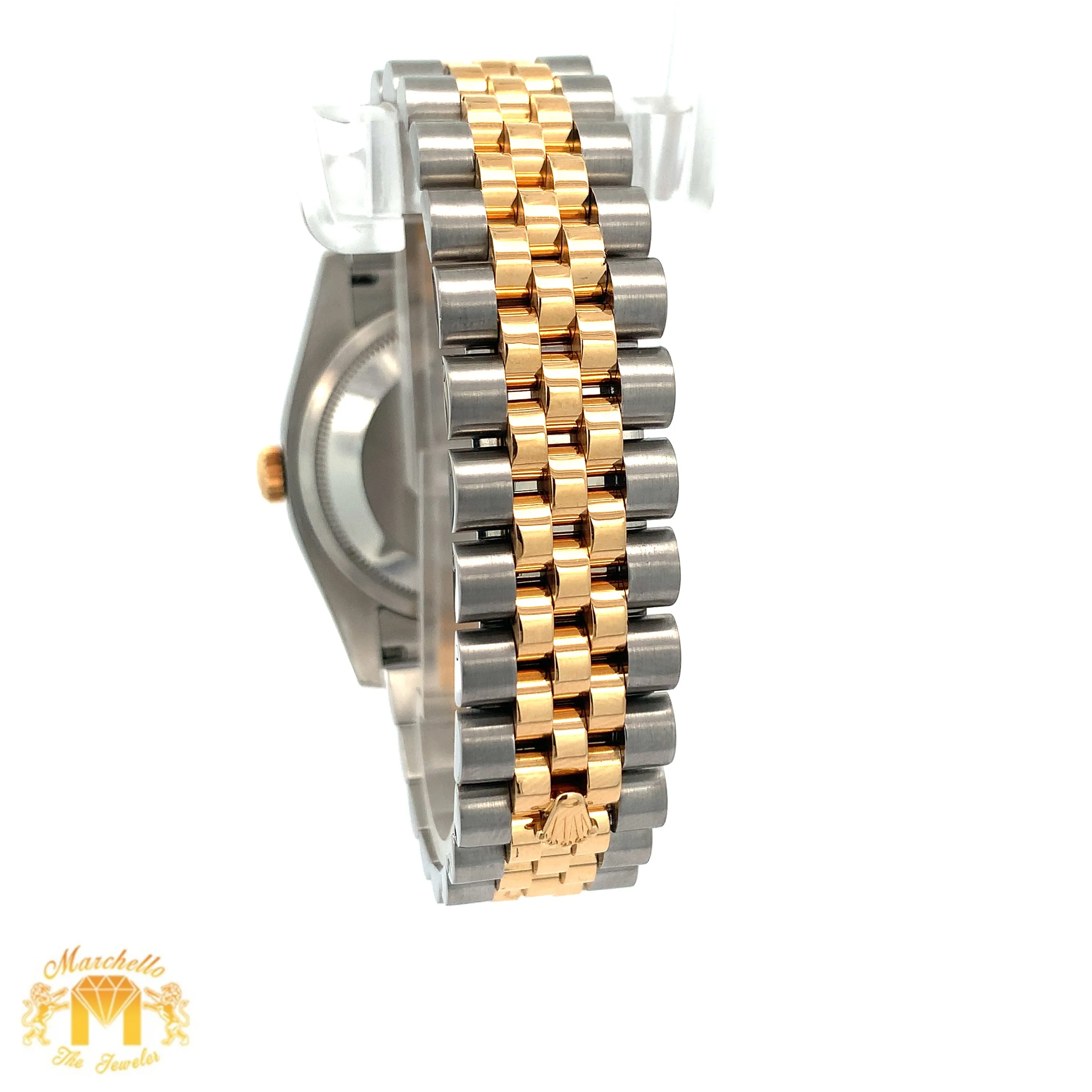 Full Factory 36mm Rolex Diamond Watch with Two-tone Jubilee Bracelet (champagne dial)