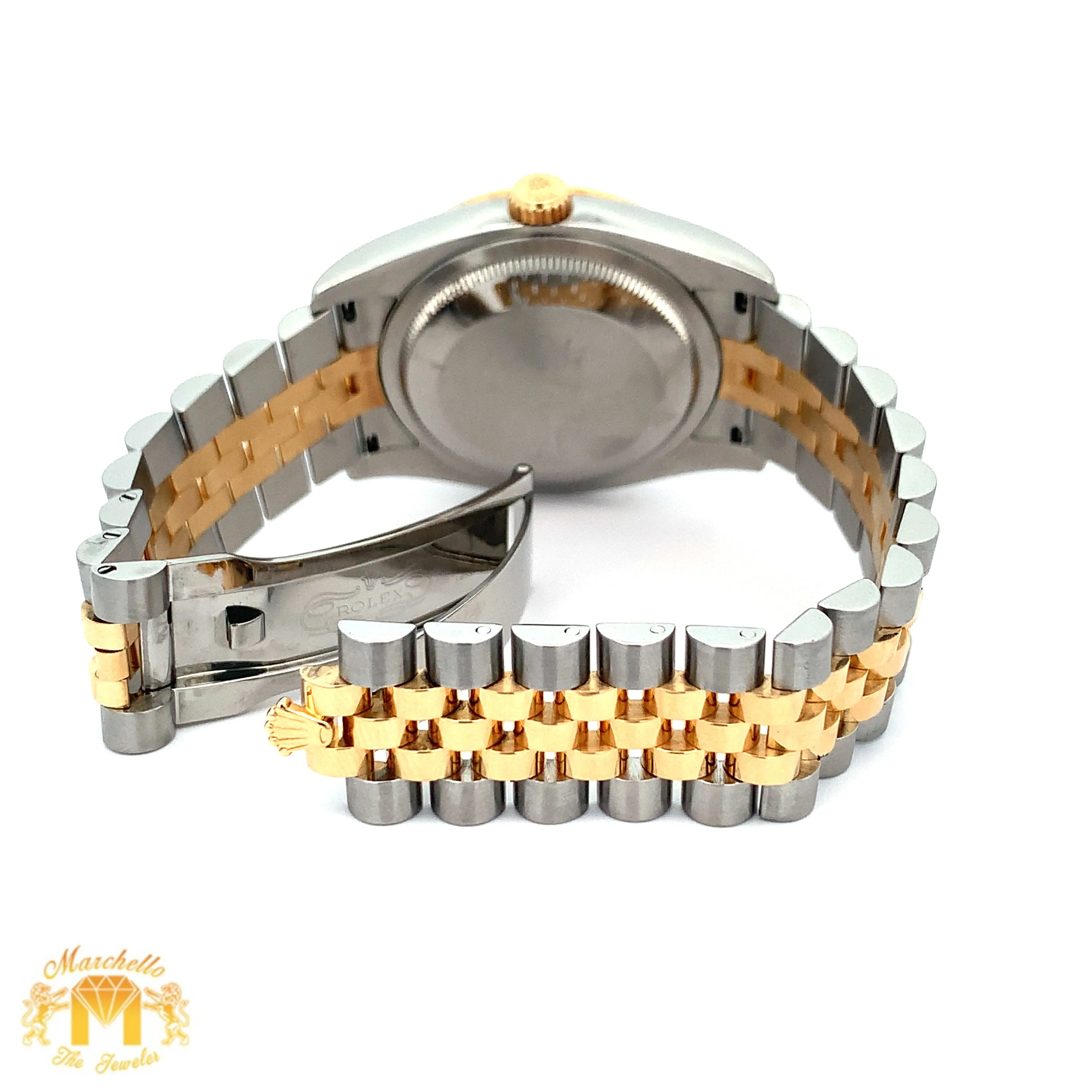 Full Factory 36mm Rolex Diamond Watch with Two-tone Jubilee Bracelet (champagne dial)