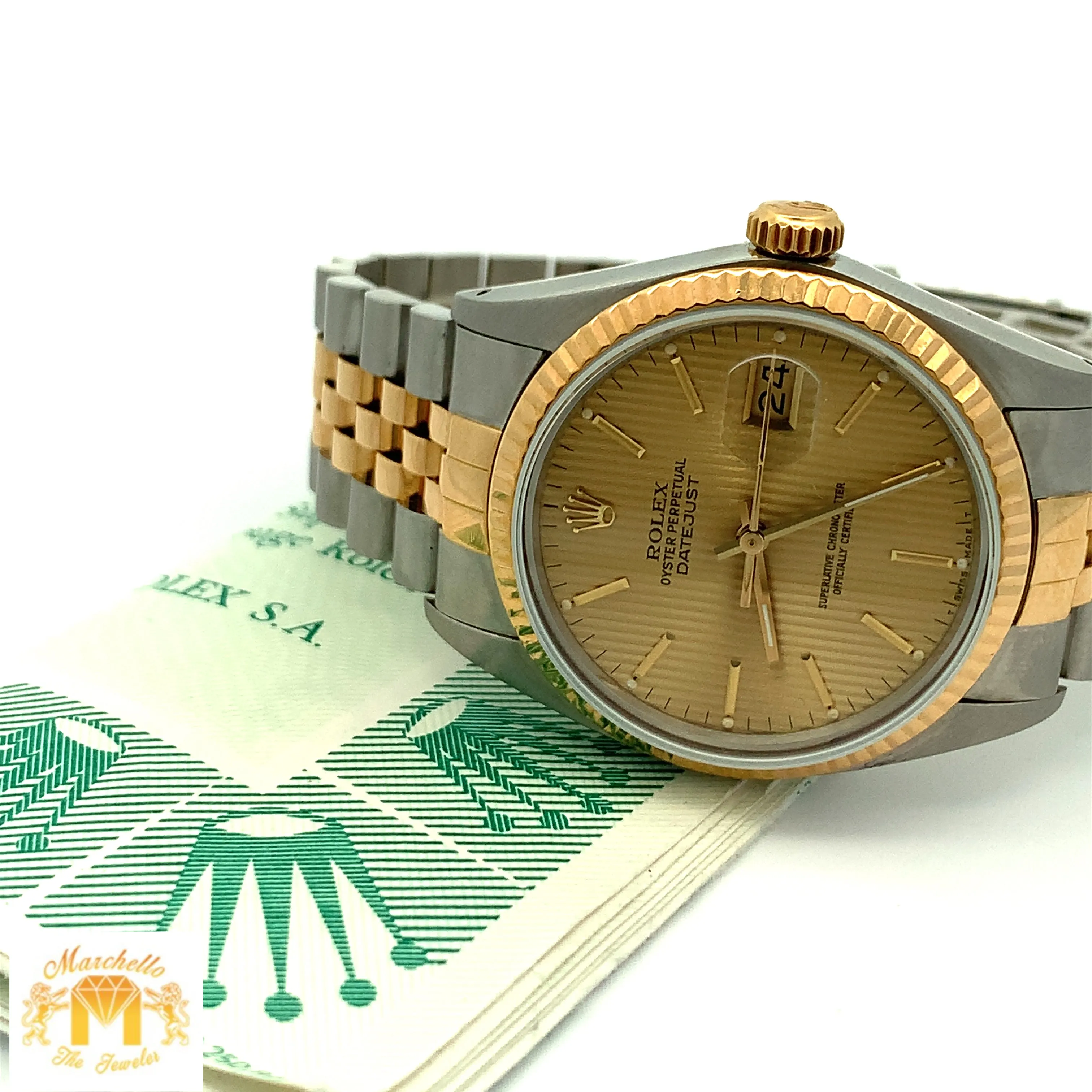 Full Factory 36mm Rolex Watch with Two-tone Jubilee Bracelet (tuxedo dial, quick set)(Rolex papers)