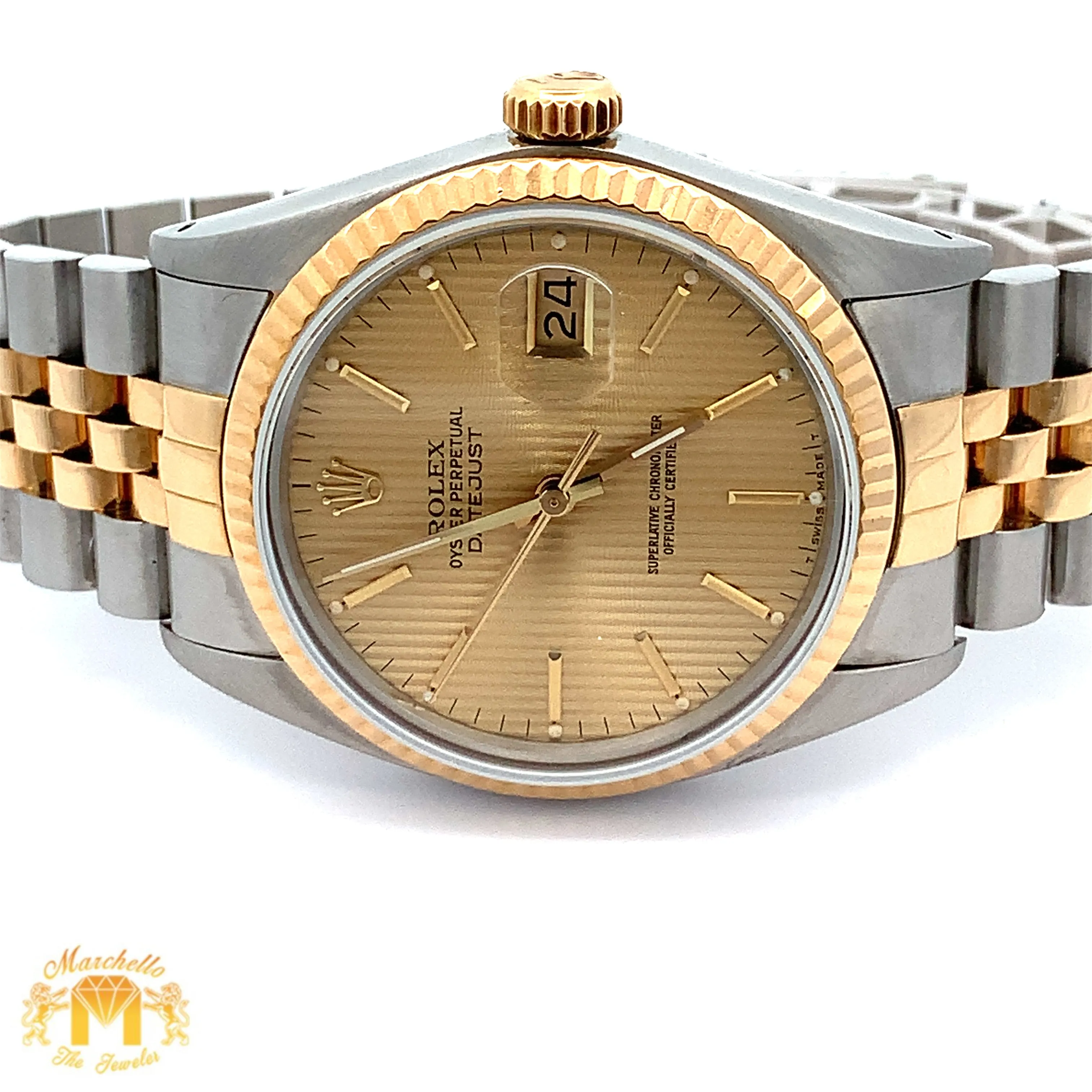 Full Factory 36mm Rolex Watch with Two-tone Jubilee Bracelet (tuxedo dial, quick set)(Rolex papers)