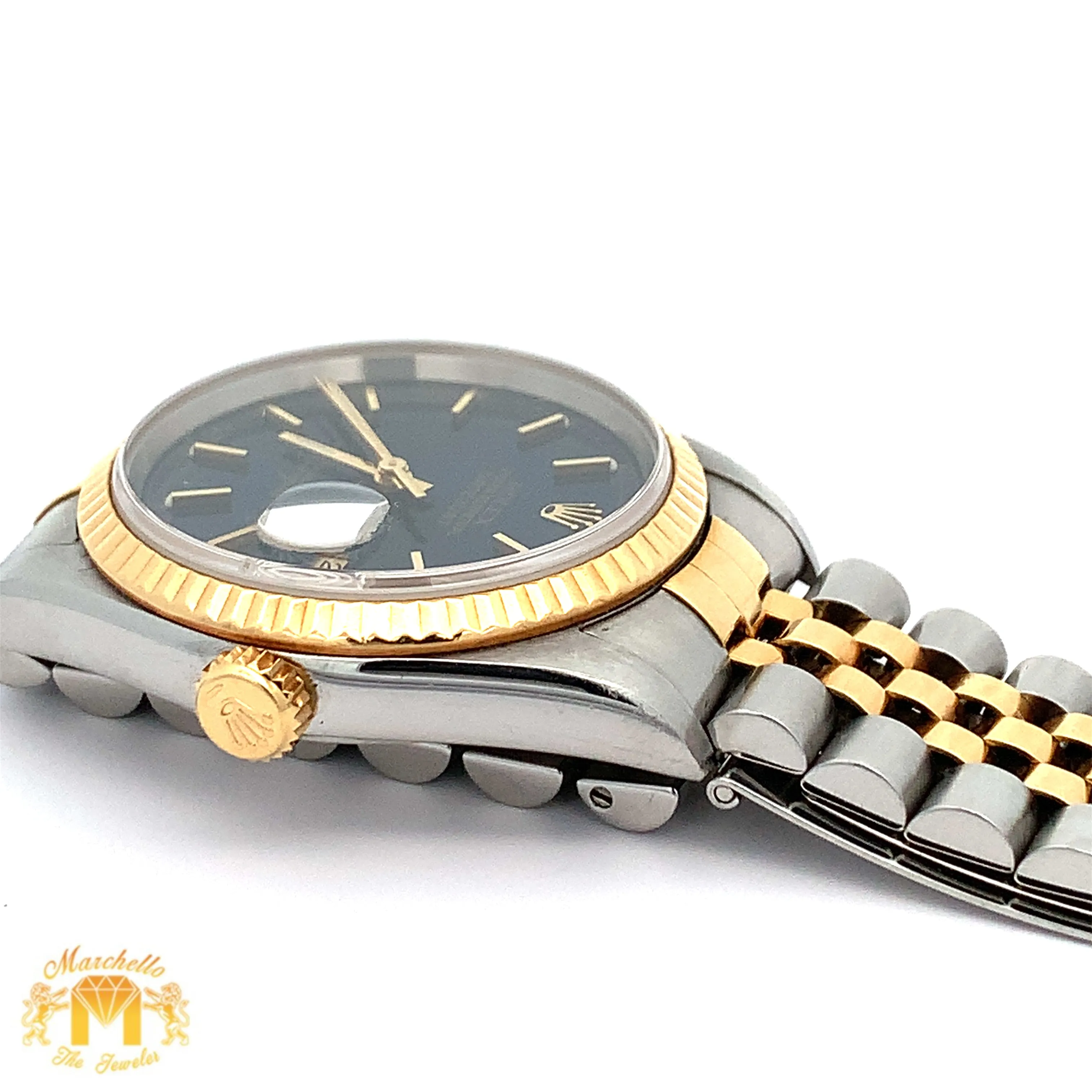 Full Factory Blue 36mm Rolex Watch with Two-tone Jubilee Bracelet (blue dial, quick-set)