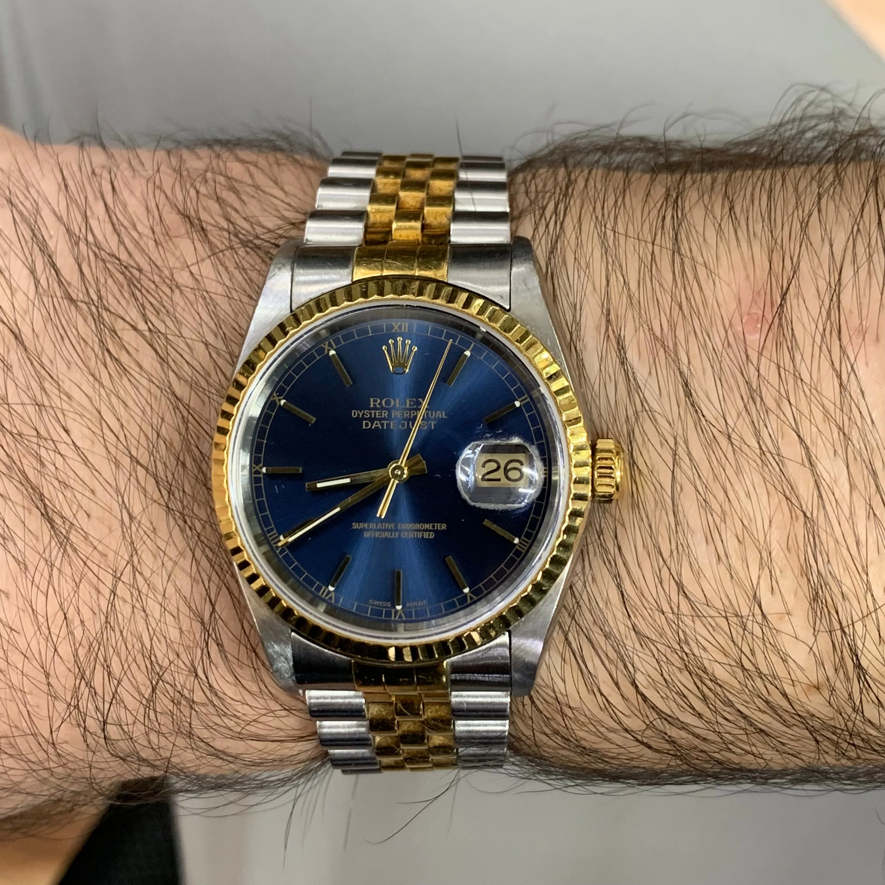 Full Factory Blue 36mm Rolex Watch with Two-tone Jubilee Bracelet (blue dial, quick-set)