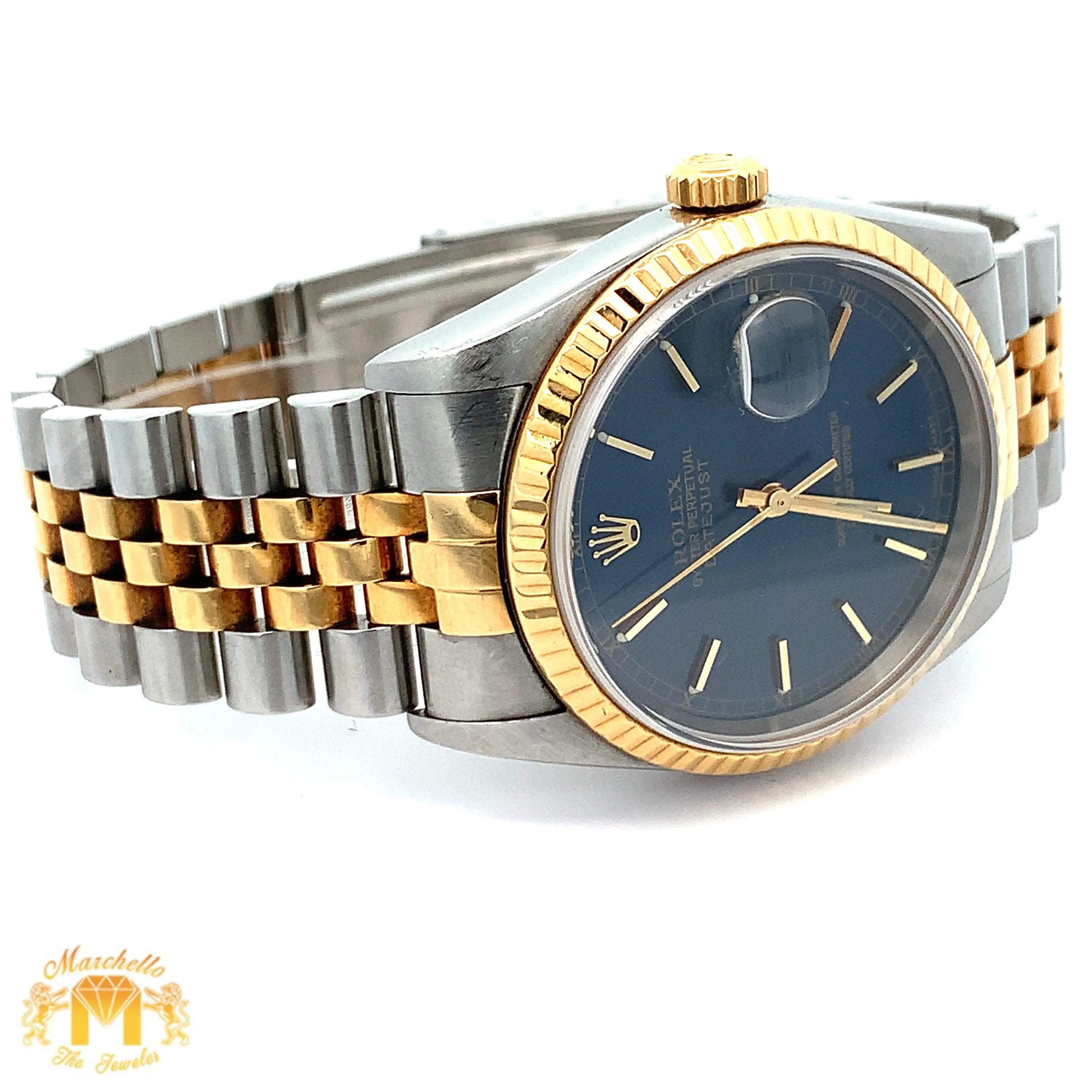 Full Factory Blue 36mm Rolex Watch with Two-tone Jubilee Bracelet (blue dial, quick-set)