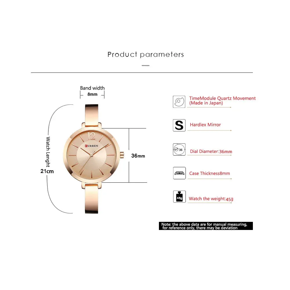 Full Steel Women Dress Quartz Wristwatch