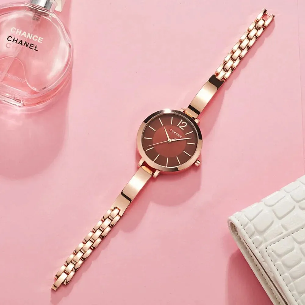 Full Steel Women Dress Quartz Wristwatch