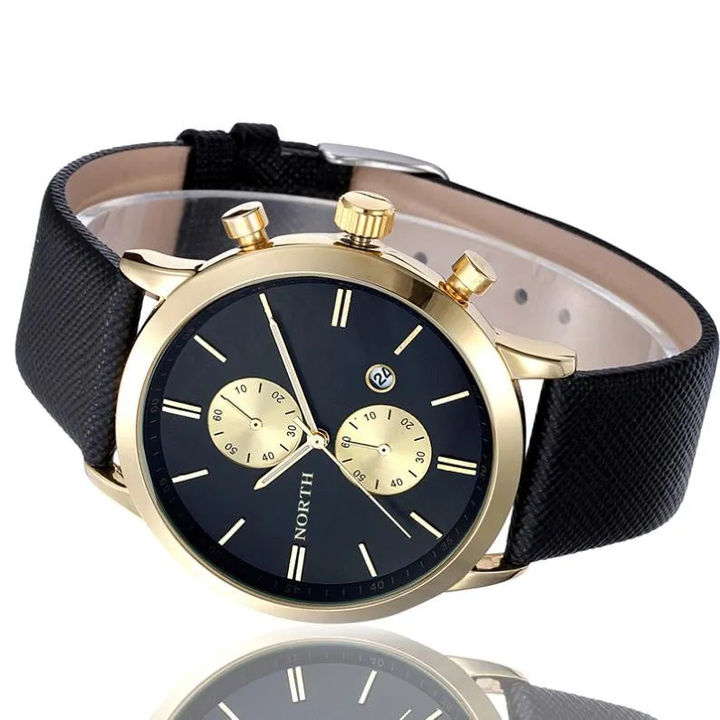 Funland New Fashion Luxury Men Japan Casual Leather Watches Waterproof Date Military Wristwatch Watches