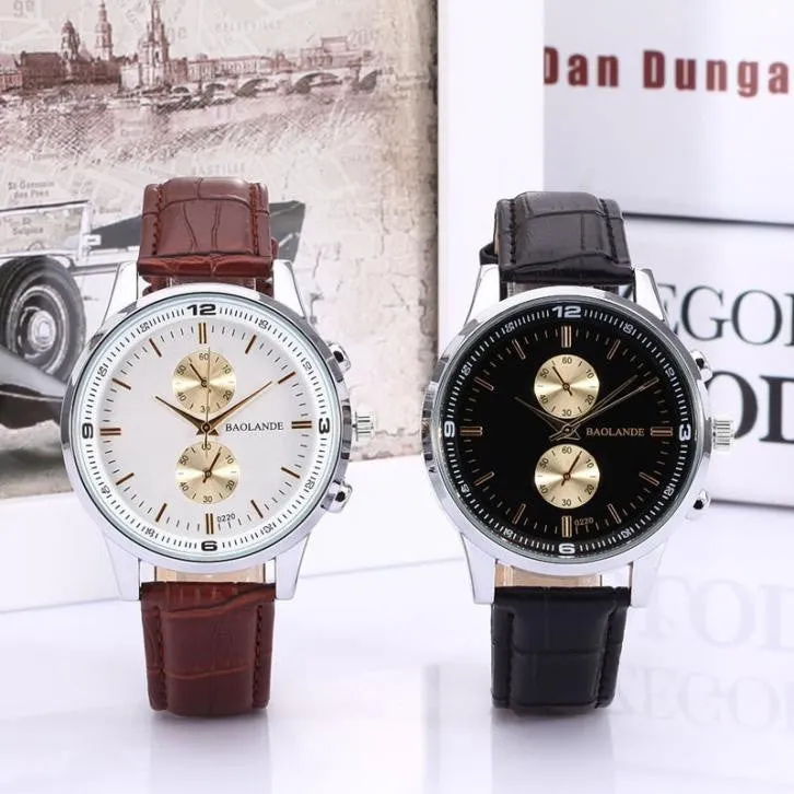 Funland New Fashion Luxury Men Japan Casual Leather Watches Waterproof Date Military Wristwatch Watches