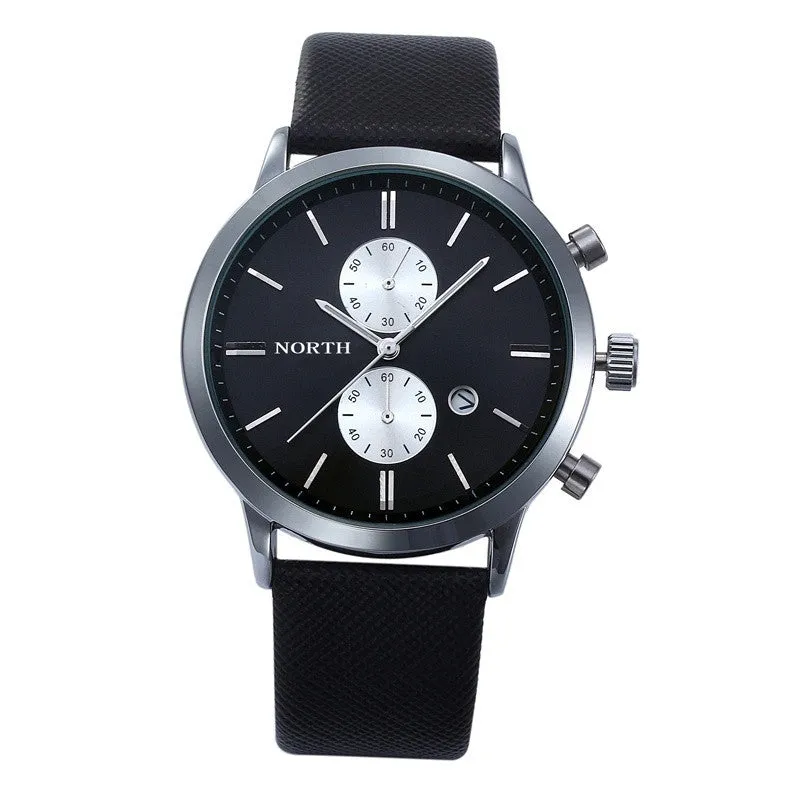 Funland New Fashion Luxury Men Japan Casual Leather Watches Waterproof Date Military Wristwatch Watches