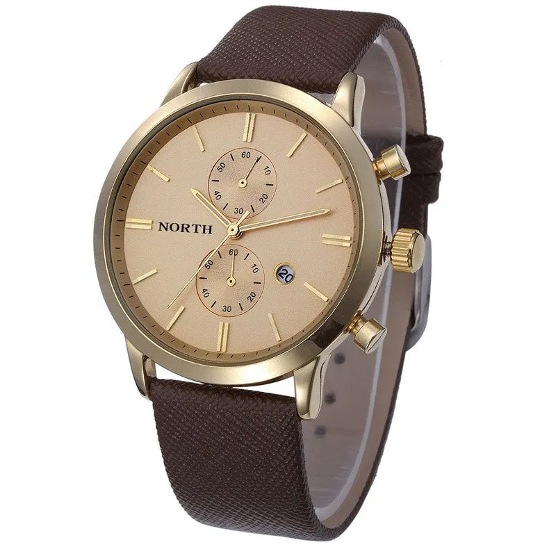 Funland New Fashion Luxury Men Japan Casual Leather Watches Waterproof Date Military Wristwatch Watches
