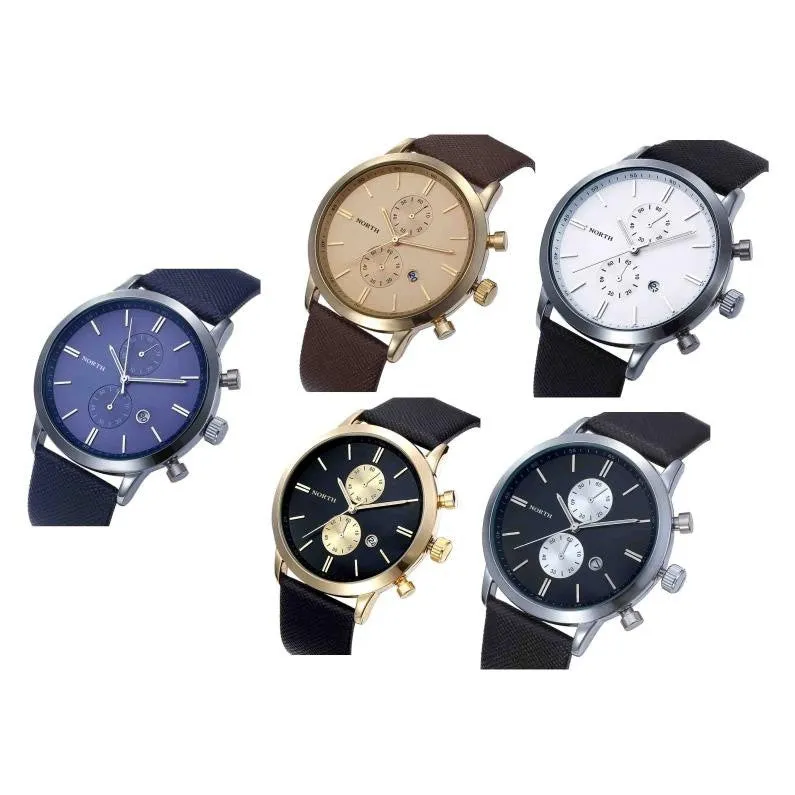 Funland New Fashion Luxury Men Japan Casual Leather Watches Waterproof Date Military Wristwatch Watches