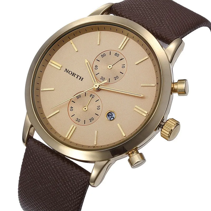Funland New Fashion Luxury Men Japan Casual Leather Watches Waterproof Date Military Wristwatch Watches