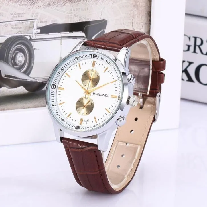 Funland New Fashion Luxury Men Japan Casual Leather Watches Waterproof Date Military Wristwatch Watches