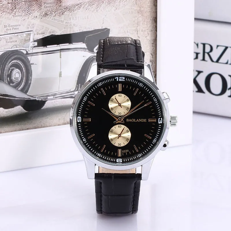Funland New Fashion Luxury Men Japan Casual Leather Watches Waterproof Date Military Wristwatch Watches