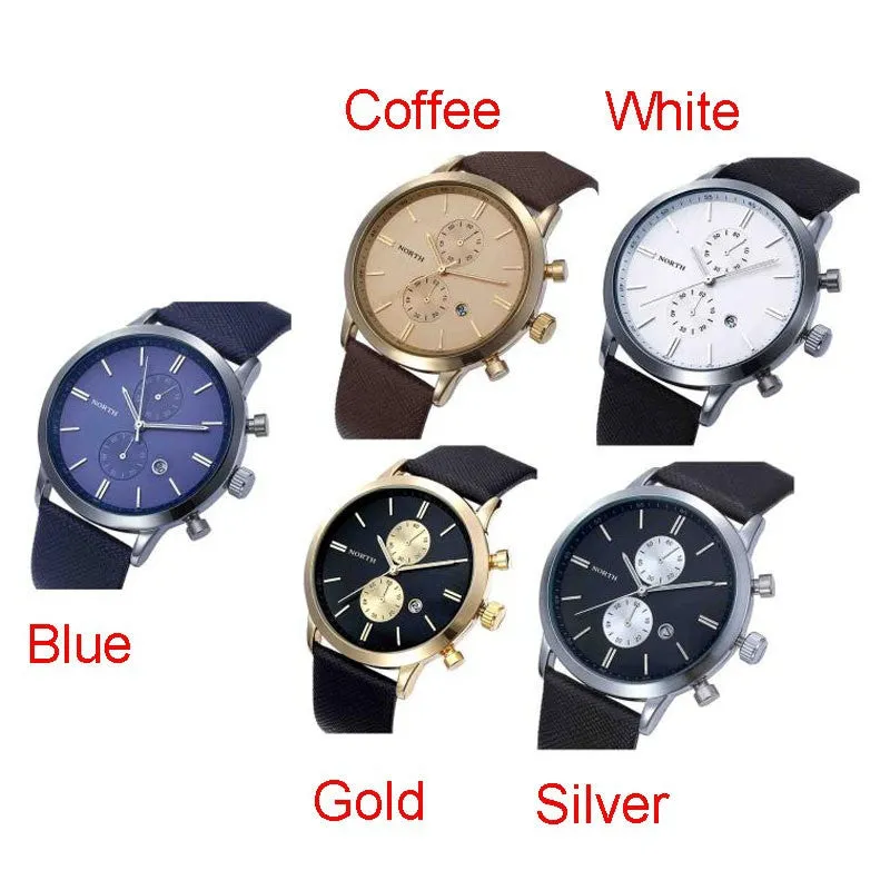 Funland New Fashion Luxury Men Japan Casual Leather Watches Waterproof Date Military Wristwatch Watches