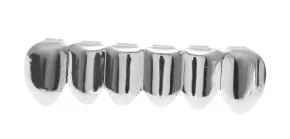 Gold Finish Grills Set Eight 8 Top Teeth & Six 6 Bottom Tooth Plain Hip Hop Grills New High Quality Christmas Halloween Gift