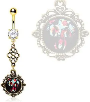 Gold Plated Elephant Pendant Dangle WildKlass Navel Ring