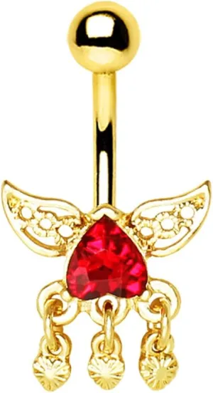 Gold Plated Reverse Winged Heart Navel Ring