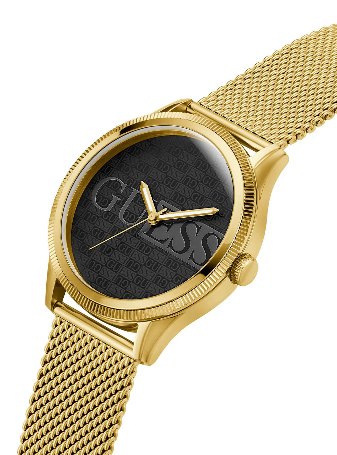 Gold Reputation Black Logo Mesh Watch