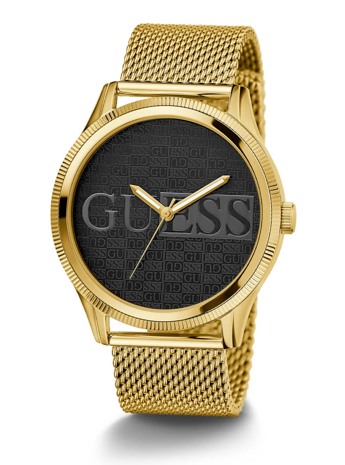 Gold Reputation Black Logo Mesh Watch