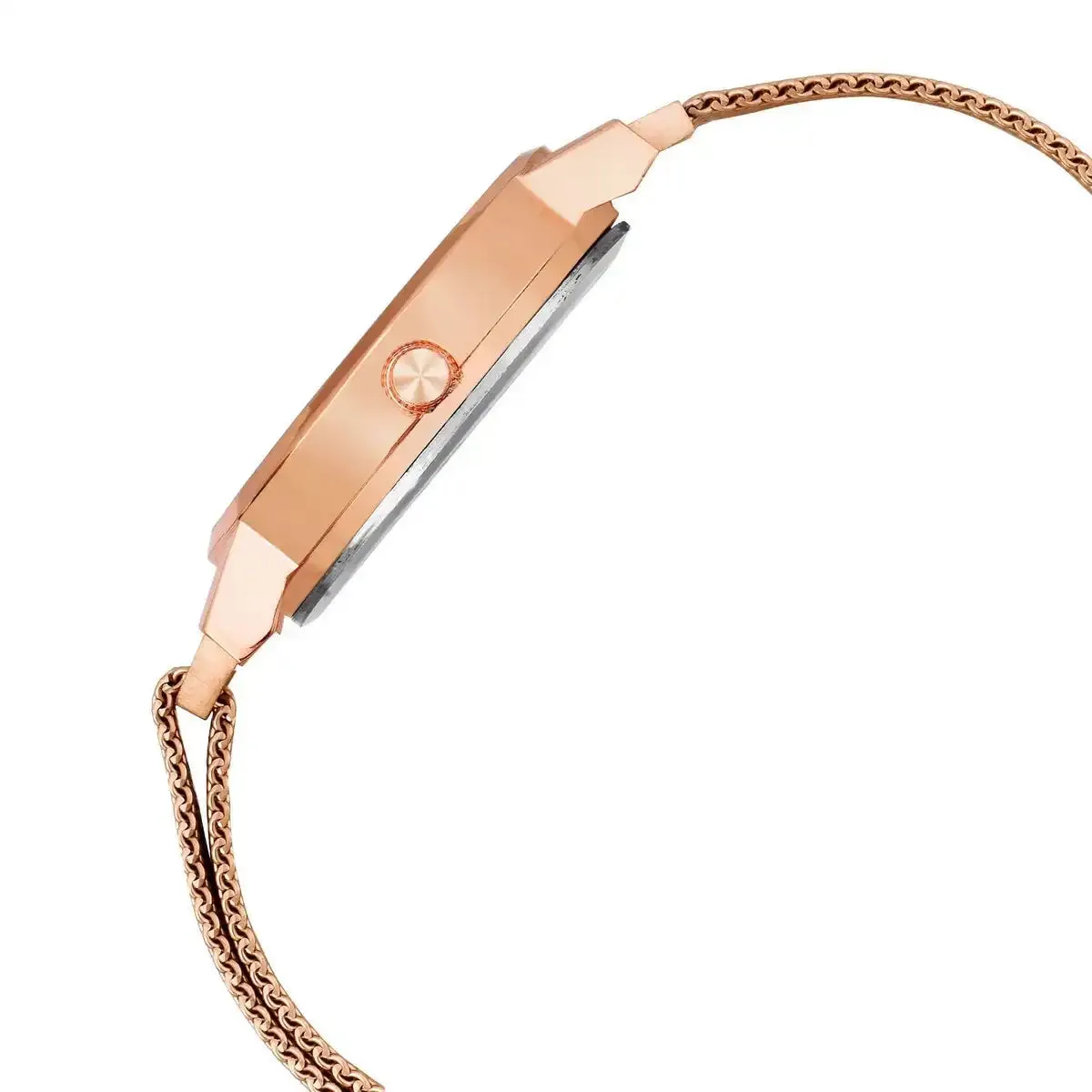 Golden Mesh Chain Analog Wrist Watch For Women - JW8567