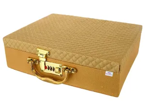 Heart Home 5 Rod Wooden Bangle Box|Pearl Studded Design Removable Rod Bridal Organizer With Mirror & Number Lock System (Gold)