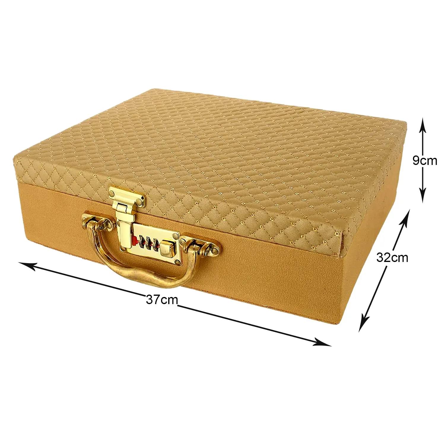 Heart Home 5 Rod Wooden Bangle Box|Pearl Studded Design Removable Rod Bridal Organizer With Mirror & Number Lock System (Gold)