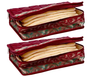 Heart Home Portable Jewellery Organizer With 4 Tranasparent Pouches With Top Handle, Pack of 2 (Maroon)-HS43HEARTH25827