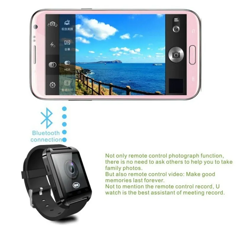 High Quality Multifunction Bluetooth Smart Watch U8 digital sport watches For Android Phones 6 Colors