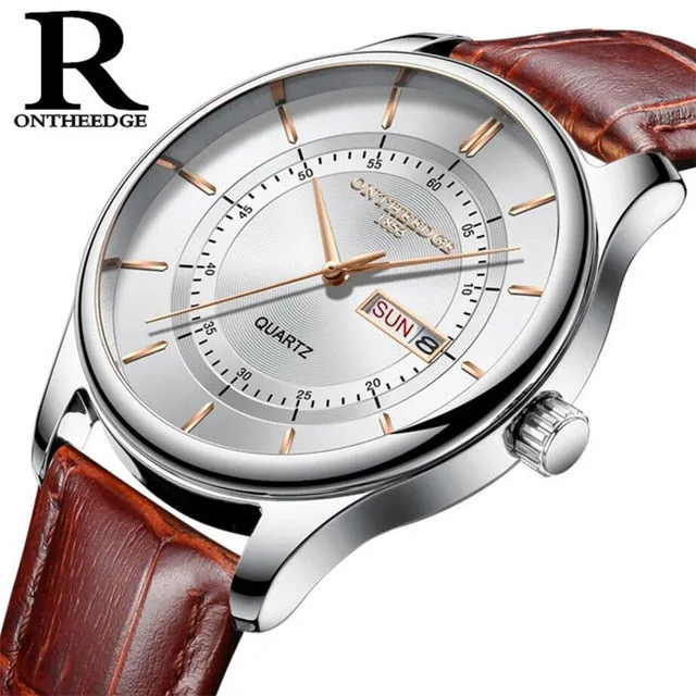 High Quality Perfect Men's Upscale Everyday Watch Men Leather Waterproof 30M Watches Business Fashion Japan Quartz Movement Auto Date Male Clock