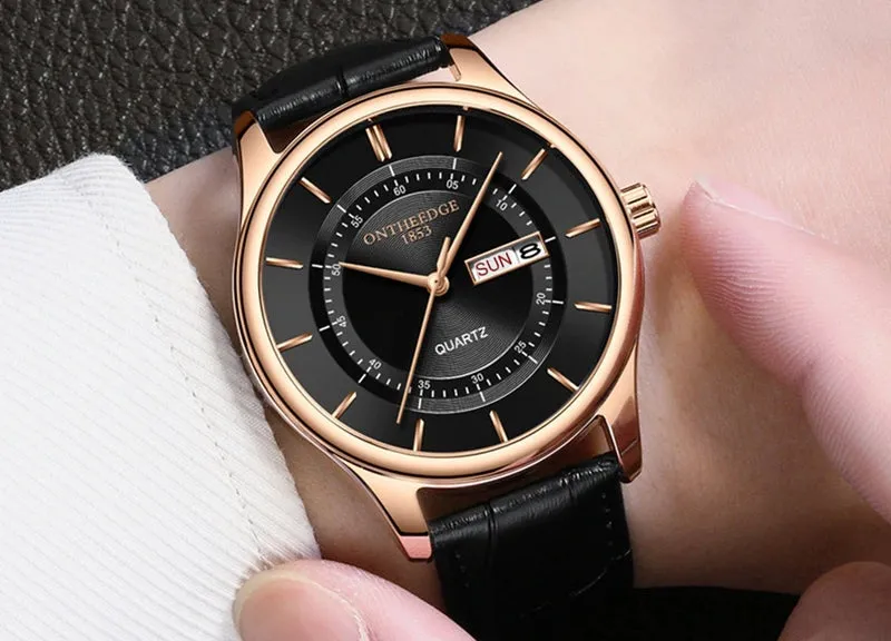 High Quality Perfect Men's Upscale Everyday Watch Men Leather Waterproof 30M Watches Business Fashion Japan Quartz Movement Auto Date Male Clock