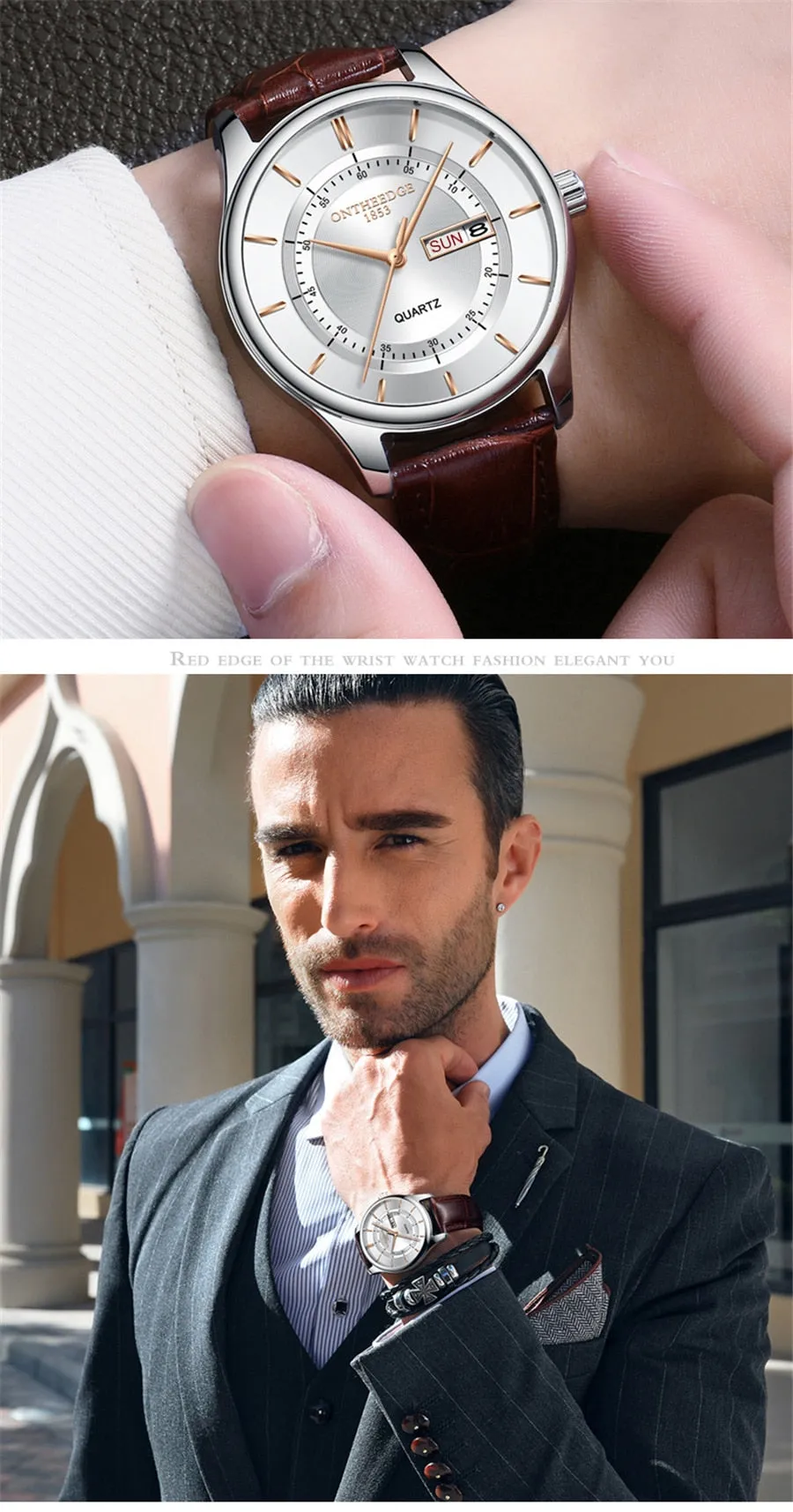High Quality Perfect Men's Upscale Everyday Watch Men Leather Waterproof 30M Watches Business Fashion Japan Quartz Movement Auto Date Male Clock